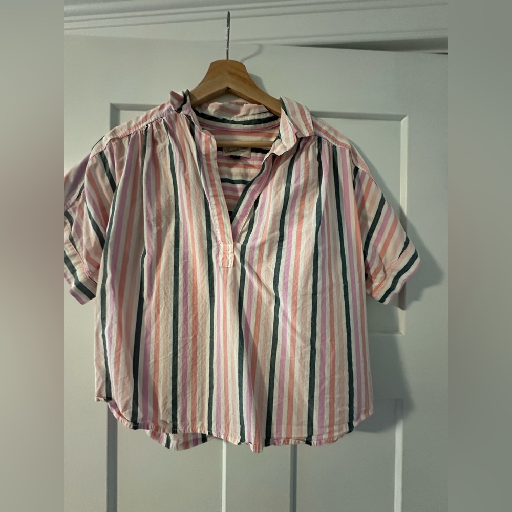 Colorful Striped Short Sleeve Top